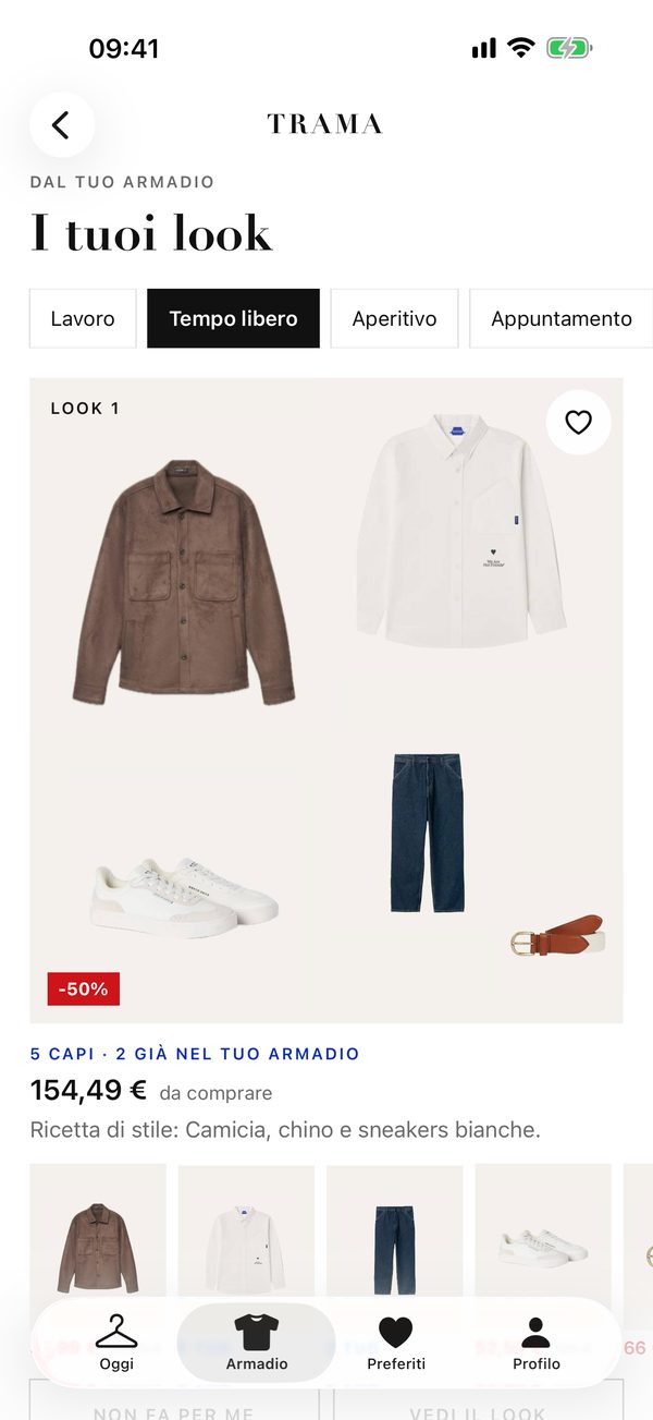 Schermata: look con i tuoi capi